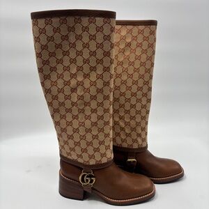 Gucci Beige Lola Riding Boots Rare Size 37.5.
